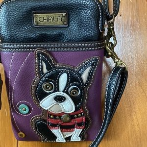 Vintage CHALA Boston Terrier  Xbody cellphone   purse.  Approximately 7.5 x 5